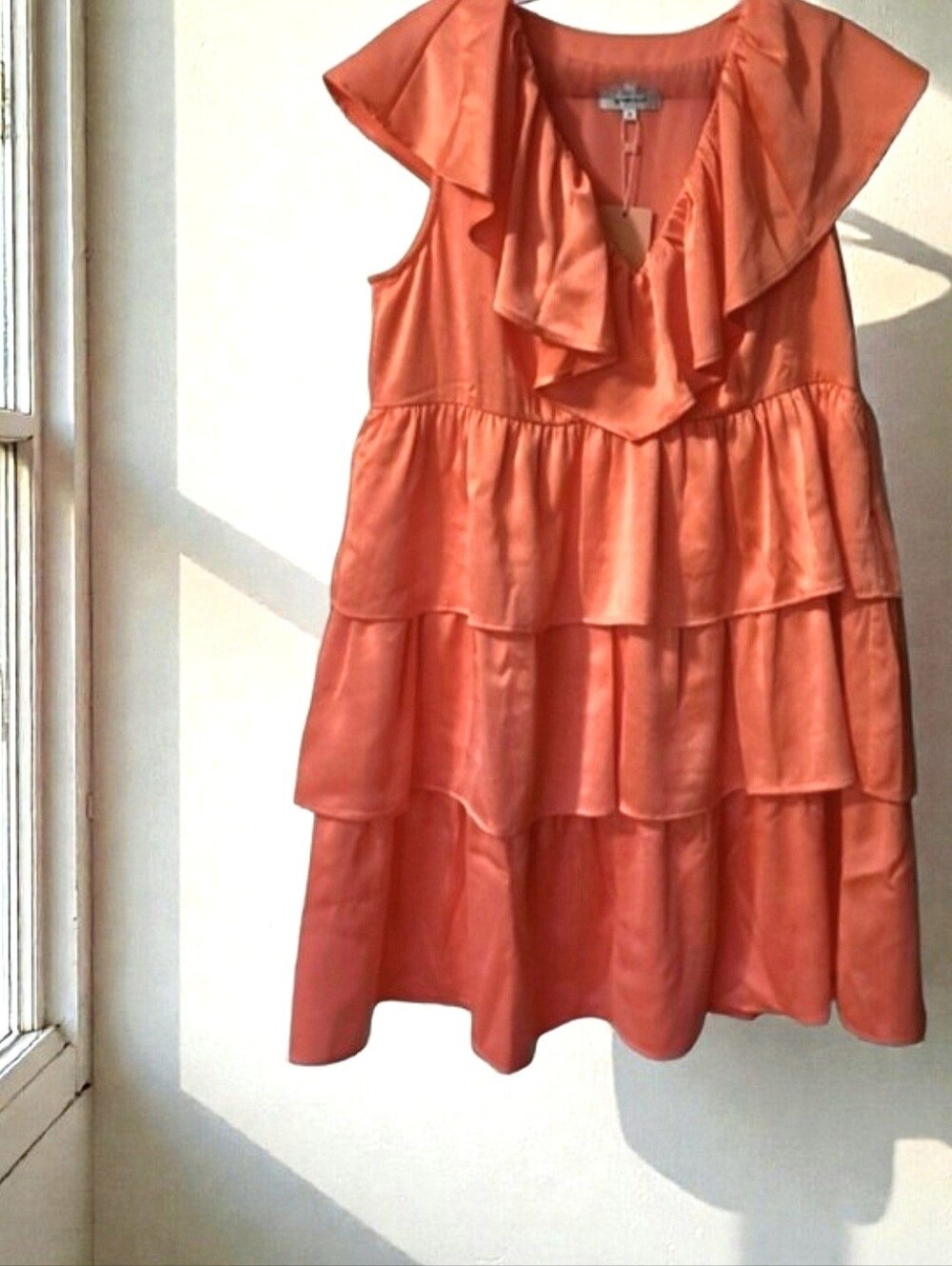 Crosby by Mollie Burch NWT Ruffled Mini Dress, Papaya, Medium